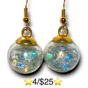 Handmade Ornament Earrings w/Gold Plated S925 Sterling Silver Fishhook Backs